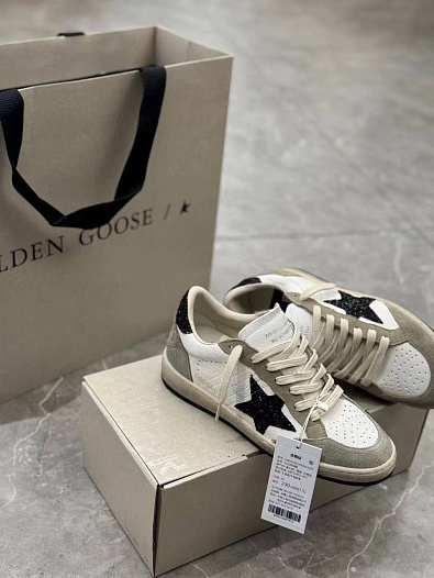 Женские кожаные кроссовки Golden Goose Ball Star Premium - Black / White   