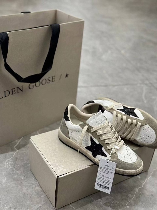 Женские кожаные кроссовки Golden Goose Ball Star Premium - Black / White