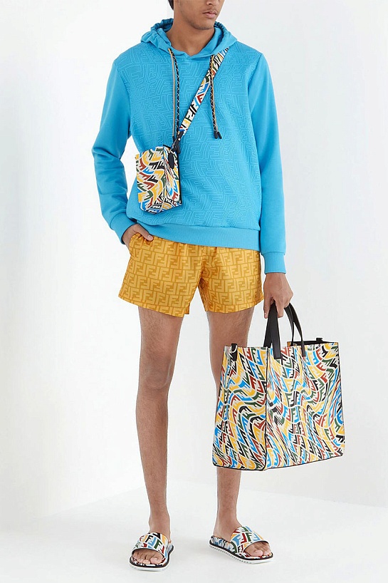 Мужские жёлтые шорты Fendi FF monogram