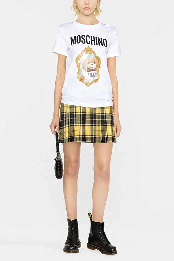 Женская футболка белого цвета Moschino Teddy Bear   