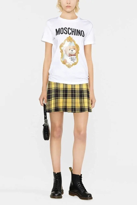 Женская футболка белого цвета Moschino Teddy Bear