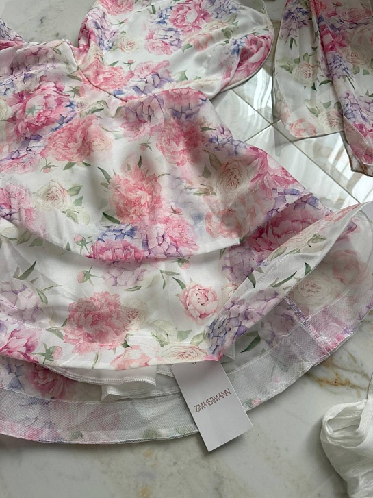 Женское платье с бантом Zimmermann розового цвета