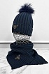 Комплект из шапки и шарфа Prada тёмно-синего цвета