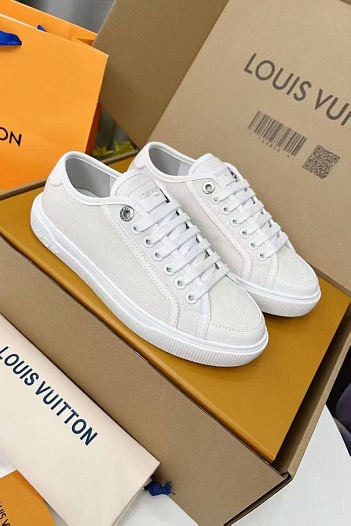 Женские комбинированные кеды Louis Vuitton Premium - White   