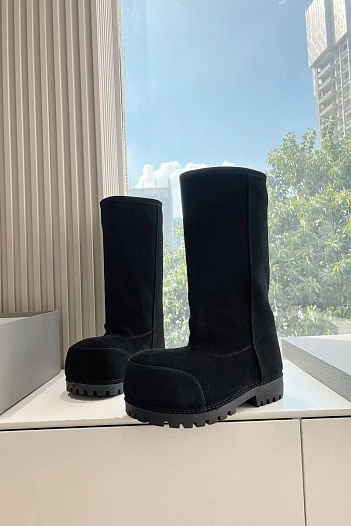 Женские ботинки Balenciaga Alaska Fur High Boot Premium  - Black   