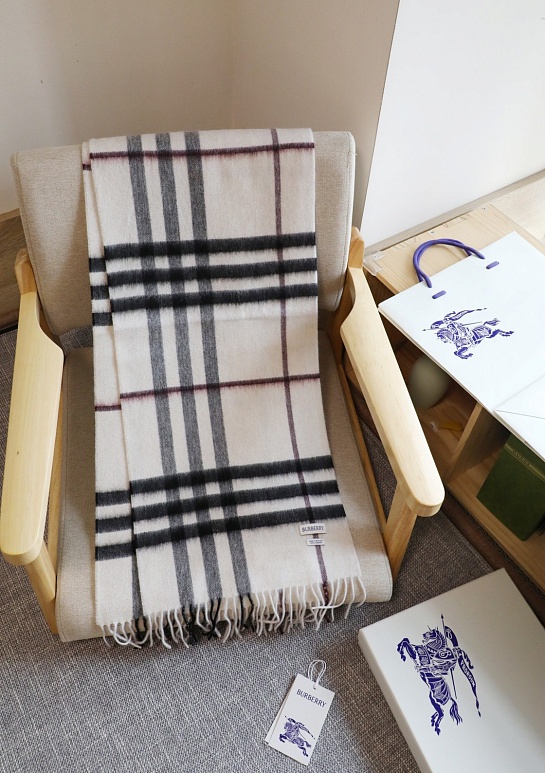 Шарф Burberry two-tone Check premium 168x30 см - White