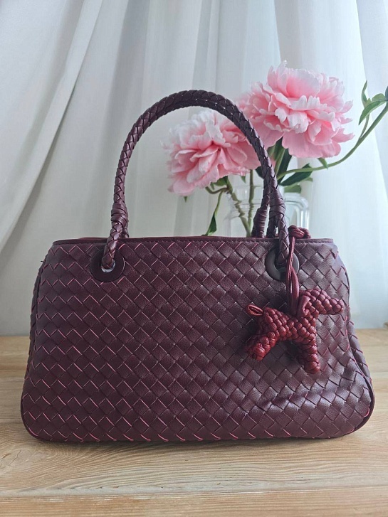 Кожаная сумка Bottega Veneta Basket 30x20 см - Burgundy