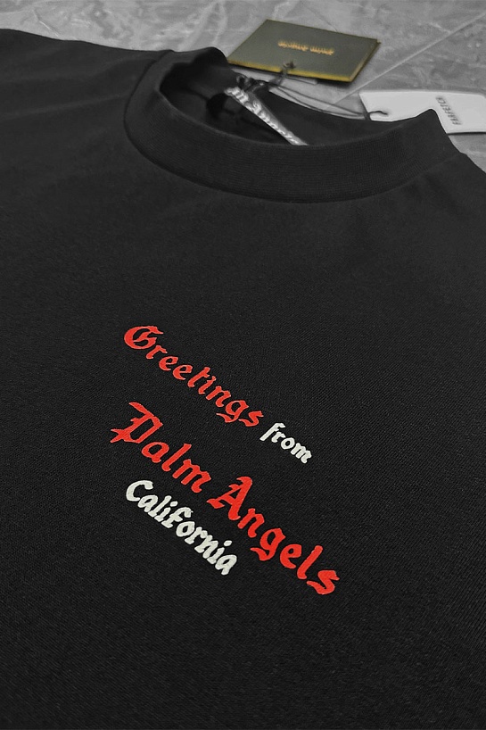 Чёрная оверсайз футболка Palm Angels Greetings from California