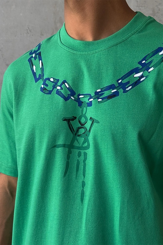 Оверсайз футболка Bottega Veneta chain print - Green