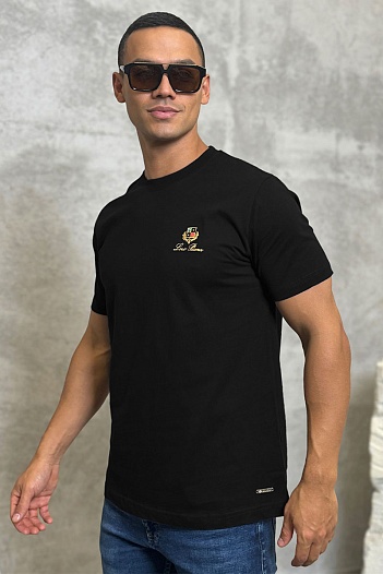 Футболка чёрного цвета Loro Piana logo-embroidered   