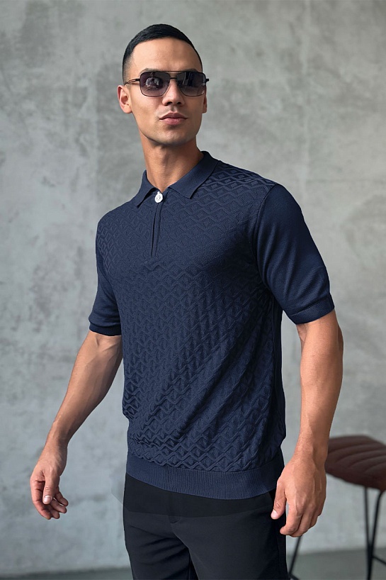 Мужское поло Stefano Ricci тёмно-синего цвета