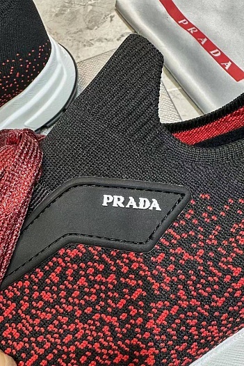 Мужские текстильные кроссовки Prada   