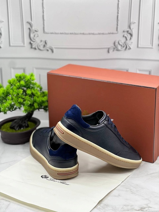 Кожаные кроссовки Loro Piana Tennis Walk - Navy