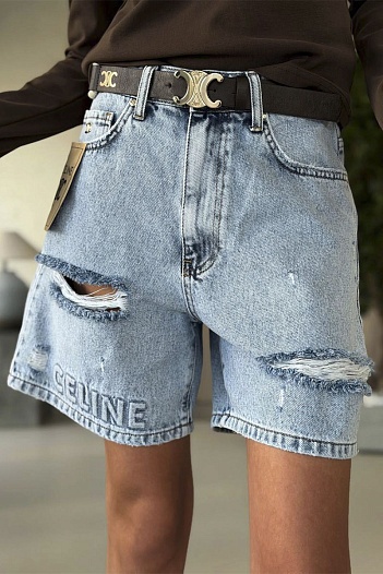 Женские светло-голубые джинсовые шорты Celine premium   