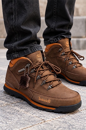 Мужские ботинки с мехом Timberland Euro Rock Hiker - Brown   