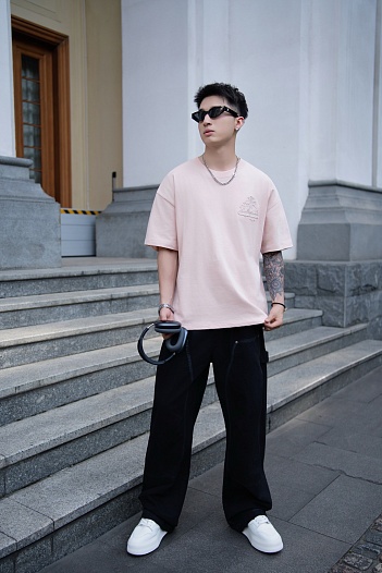 Розовая оверсайз футболка Chrome Hearts Premium   