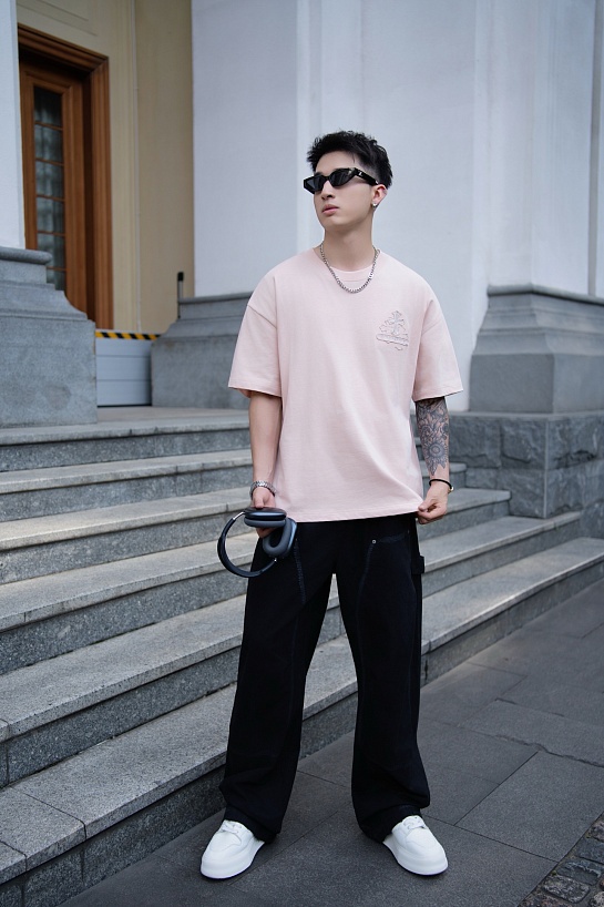 Розовая оверсайз футболка Chrome Hearts Premium