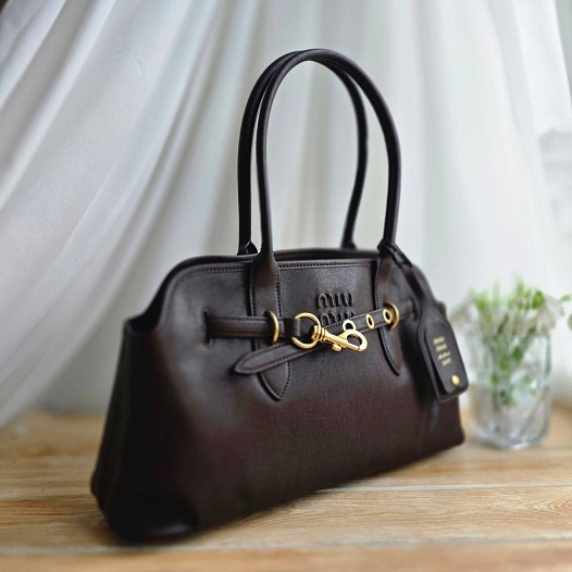Кожаная сумка MIU MIU Aventure nappa 42x29 см - Chocolate   