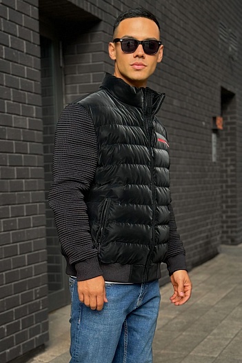 Куртка с вязаными рукавами Prada Linea Rossa - Black   