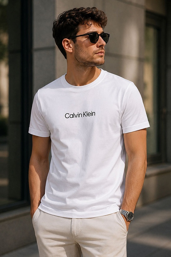 Мужская белая футболка Calvin Klein logo-print
