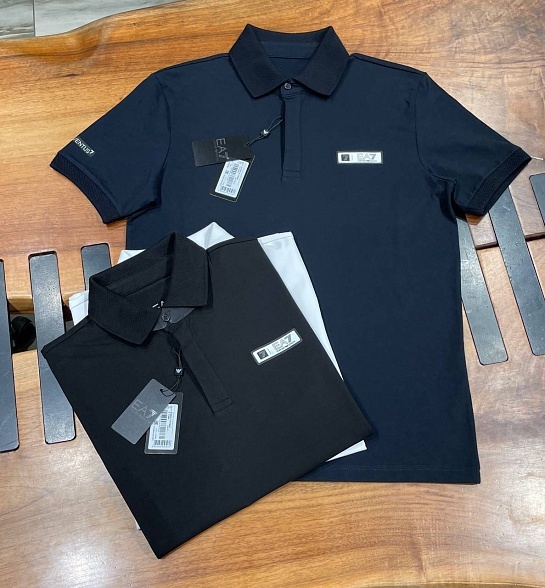 Мужское чёрное поло Emporio Armani 7 Natural Ventus