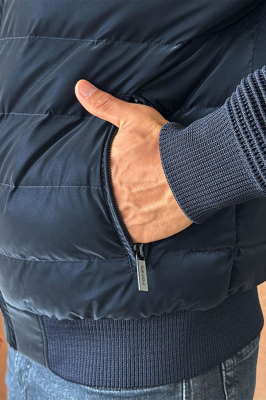 Куртка с вязаными рукавами Prada Linea Rossa - Navy