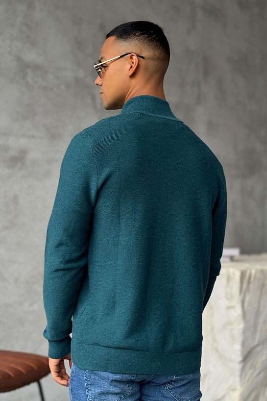 Зелёная кофта на молнии Hugo Boss logo-embroidered