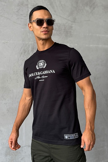 Мужская чёрная футболка Dolce & Gabbana logo-print   