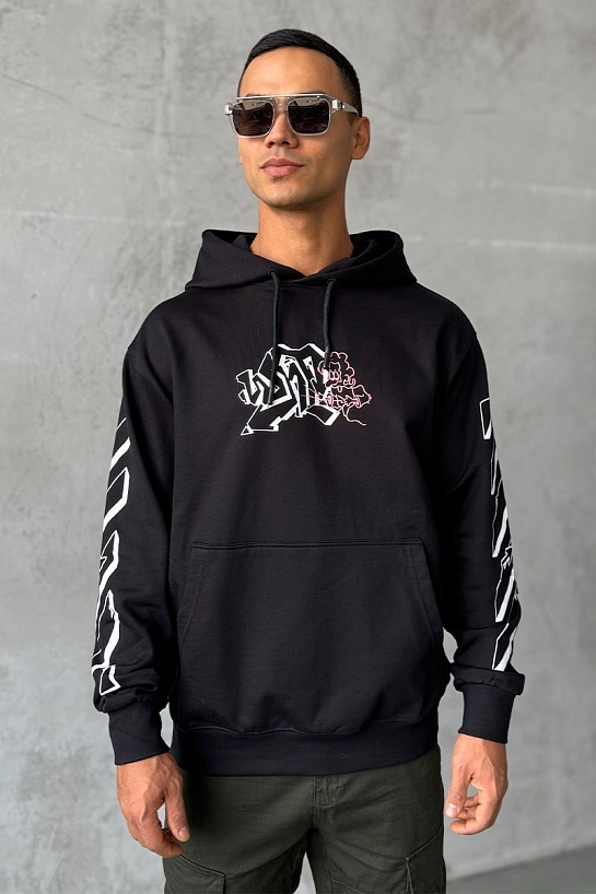 Мужское чёрное худи Off-White Graffiti Arrows Logo