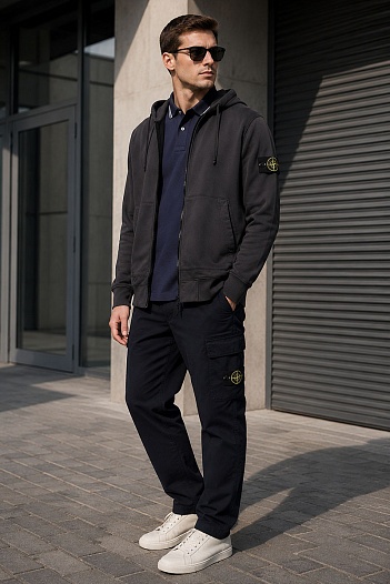 Мужская кофта серого цвета Stone Island compass-patch   