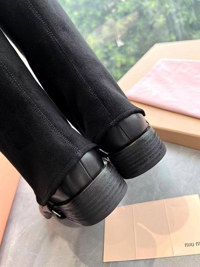 Женские чёрные сапоги MIU MIU Premium   