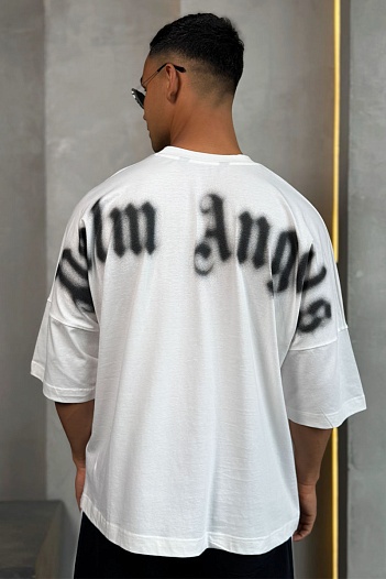 Белая оверсайз футболка Palm Angels Blurred Logo   