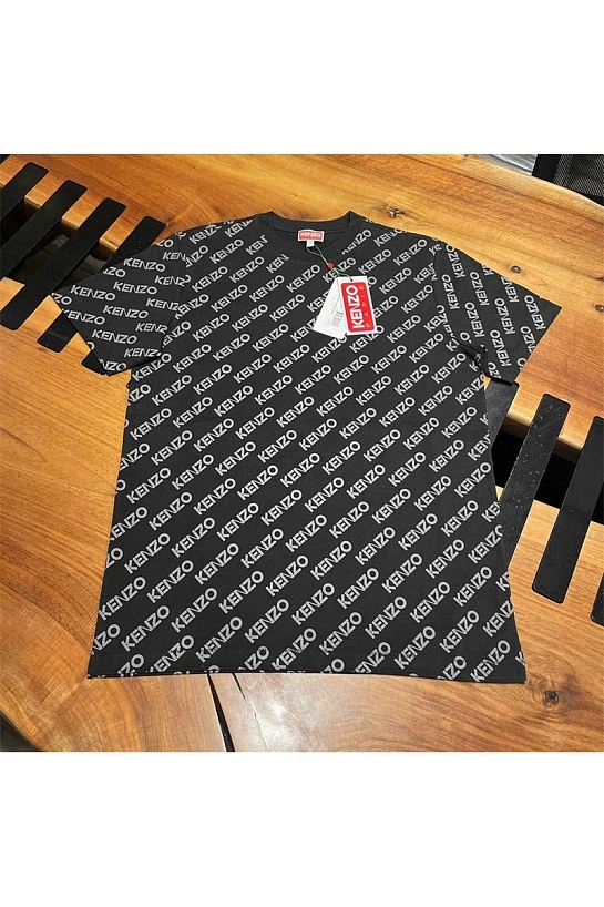 Чёрная футболка Kenzo monogram all-over