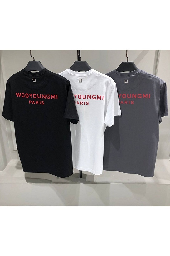 Чёрная оверсайз футболка Wooyoungmi logo patch