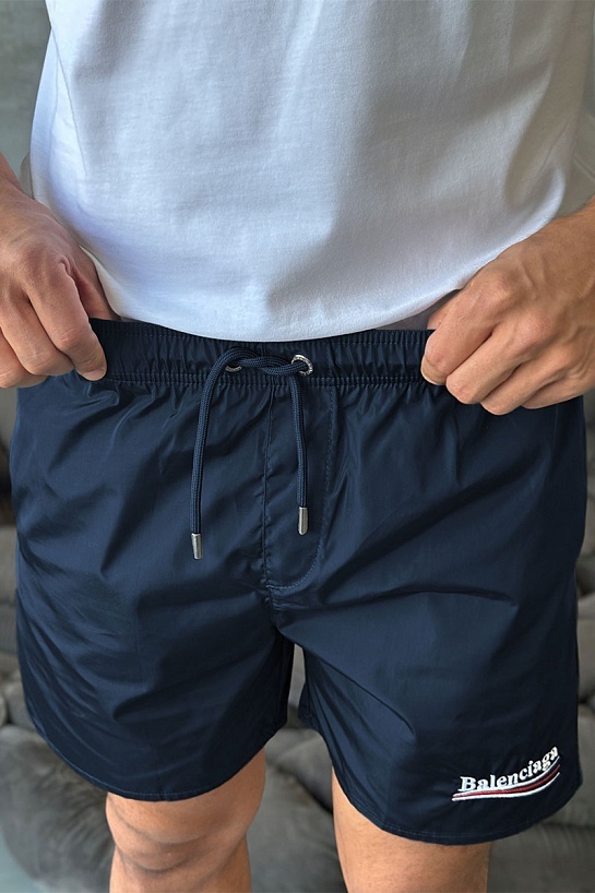 Тёмно-синие шорты Balenciaga Political Campaign logo