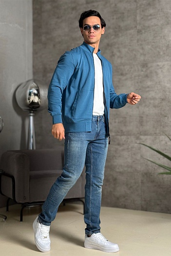 Кофта синего цвета Stone Island Zip-Up Compass-patch   