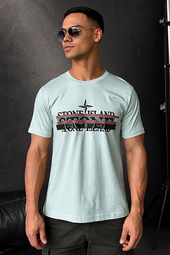 Мужская футболка бирюзового цвета Stone Island   