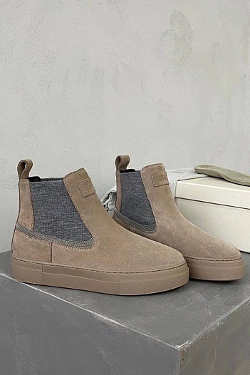 Женские замшевые ботинки Brunello Cucinelli Premium - Beige   