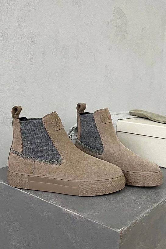 Женские замшевые ботинки Brunello Cucinelli Premium - Beige
