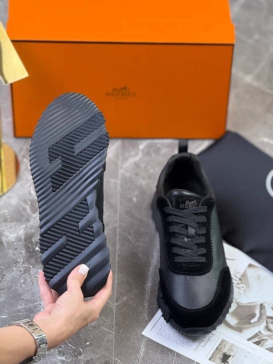 Комбинированные кроссовки Hermes Bouncing - Black