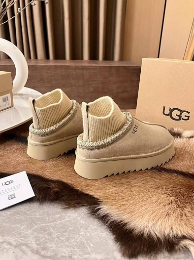 Женские замшевые ботинки UGG Tazz Platform - Beige   