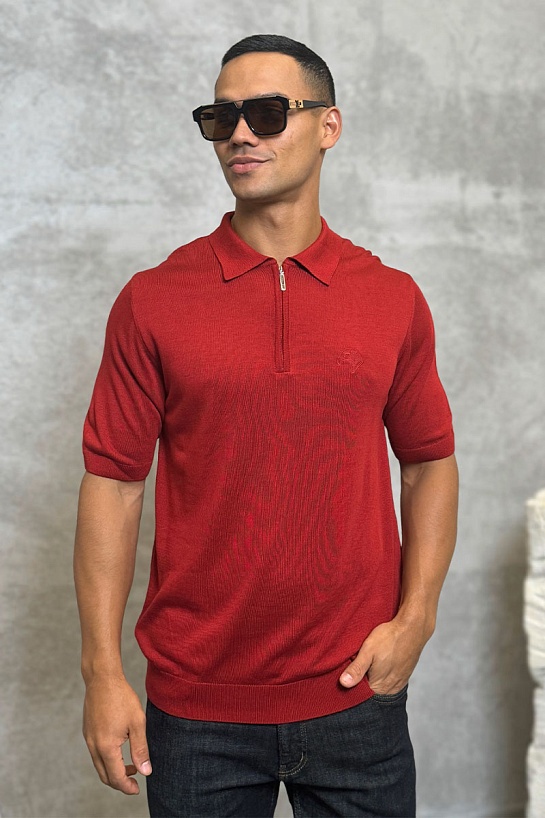 Мужское поло Stefano Ricci Eagle zip-neck - Red