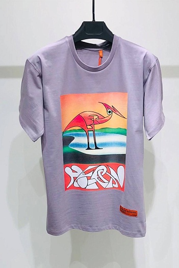 Фиолетовая оверсайз футболка Heron Preston abstract-print   