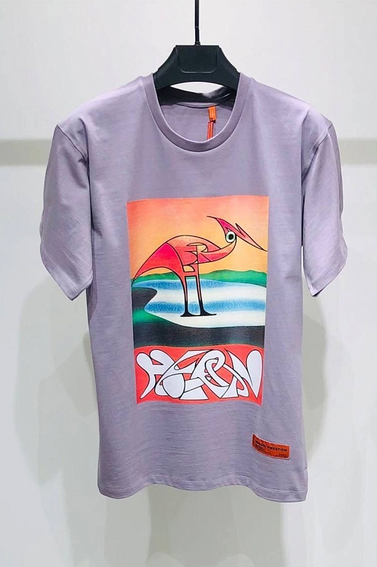 Фиолетовая оверсайз футболка Heron Preston abstract-print