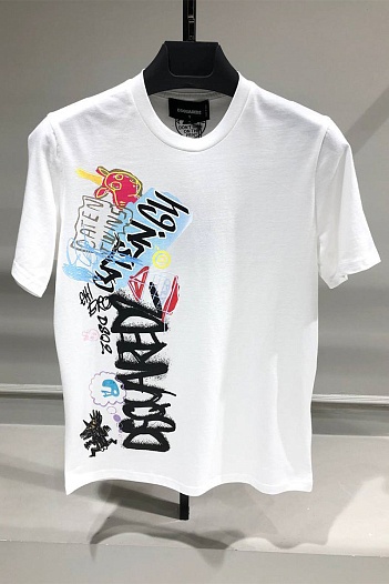 Мужская белая футболка Dsquared2   