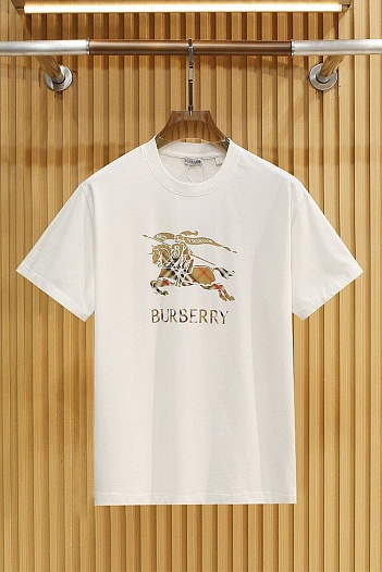 Мужская белая футболка Burberry Equestrian Knight   