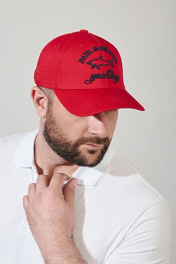 Мужская красная бейсболка Paul & Shark logo-embroidered   