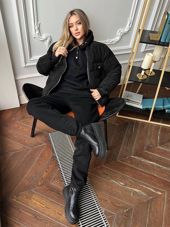 Женский чёрный костюм тройка MIU MIU