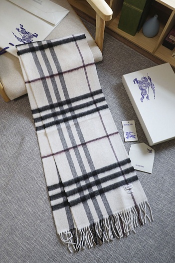 Шарф Burberry two-tone Check premium 168x30 см - White   