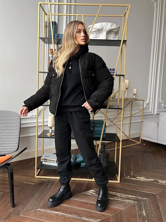Женский чёрный костюм тройка MIU MIU